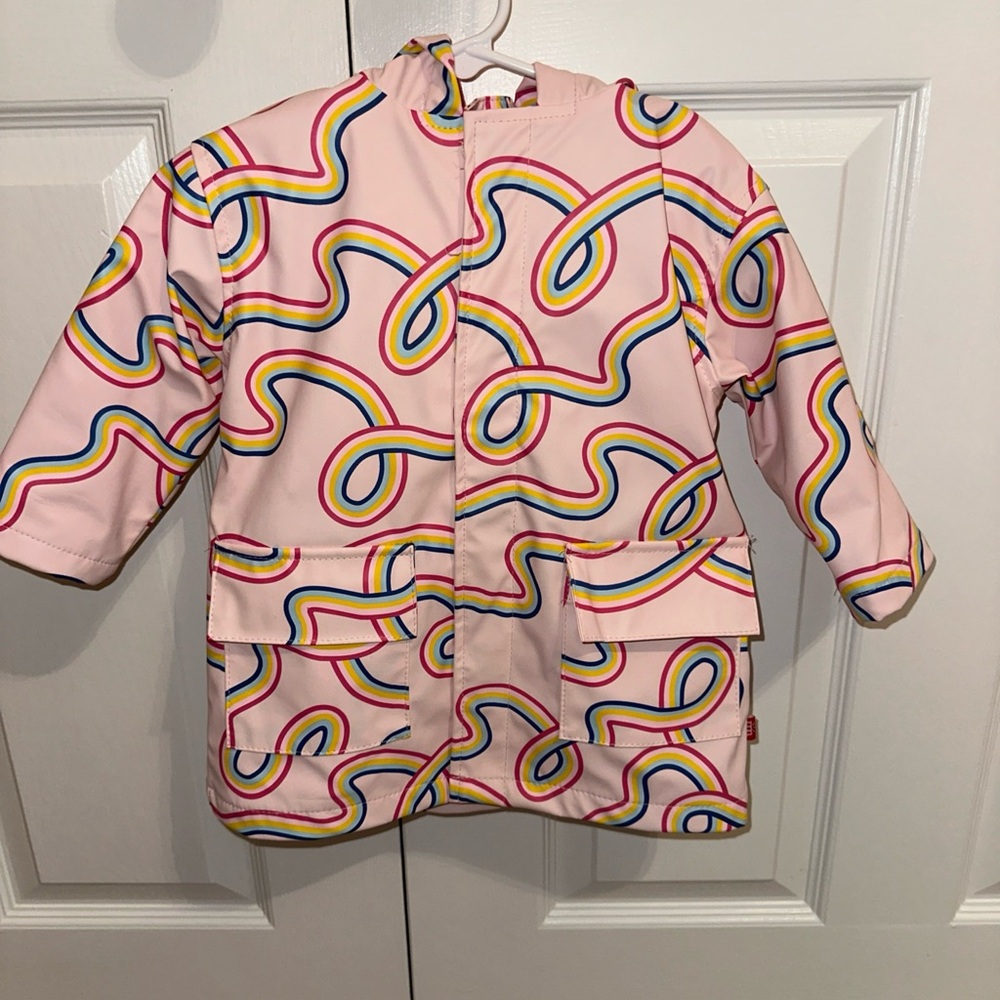 EUC Magnetic Me Pink Rainbow Pattern Raincoat 2T
